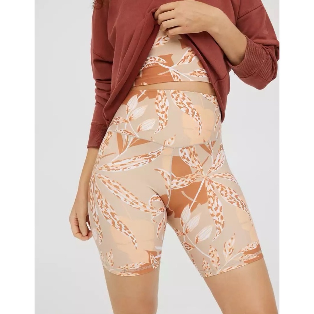 OFFLINE Real Me Printed High Waisted 7" Bike Short in Apricot